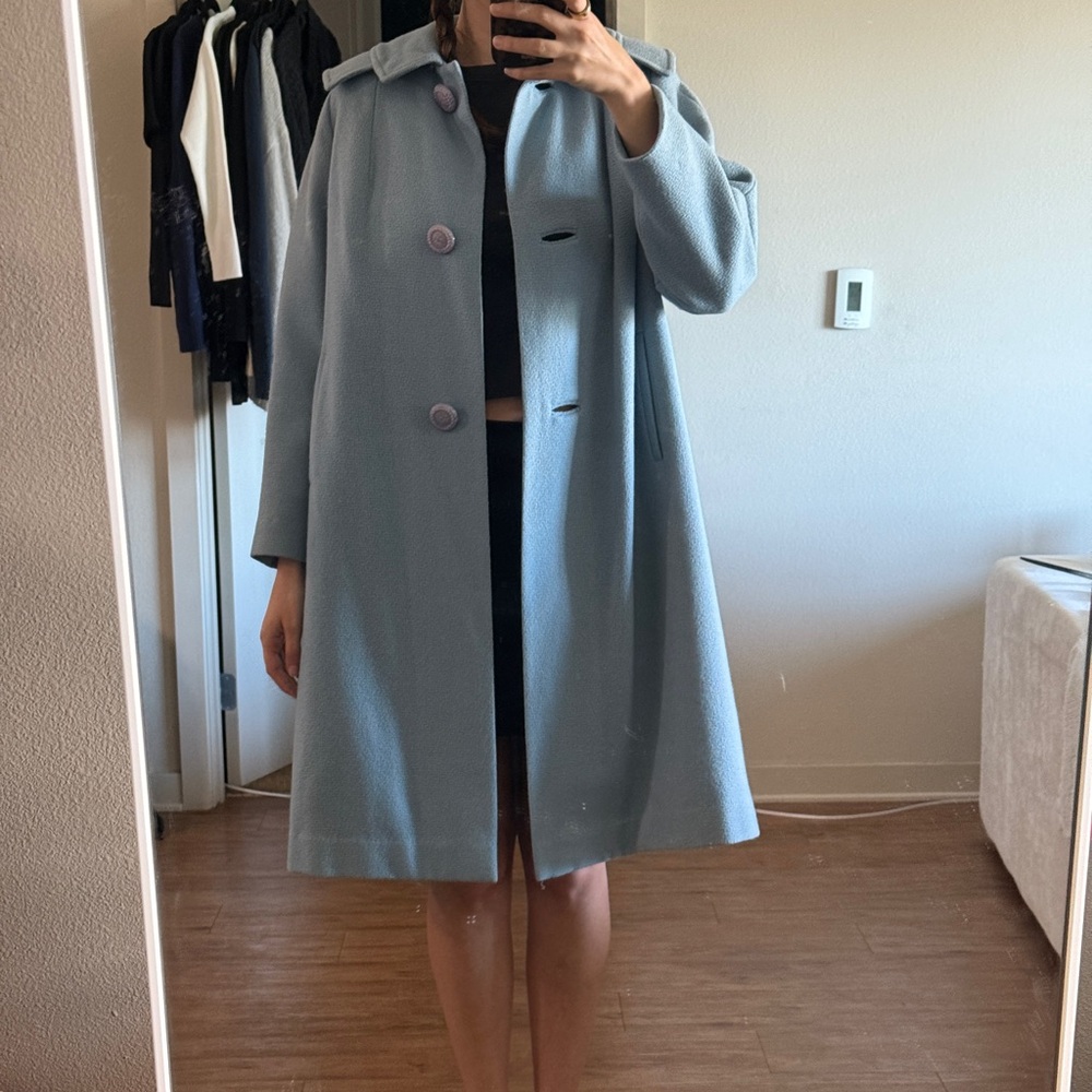 Baby blue 1960s vintage coat! so beautiful